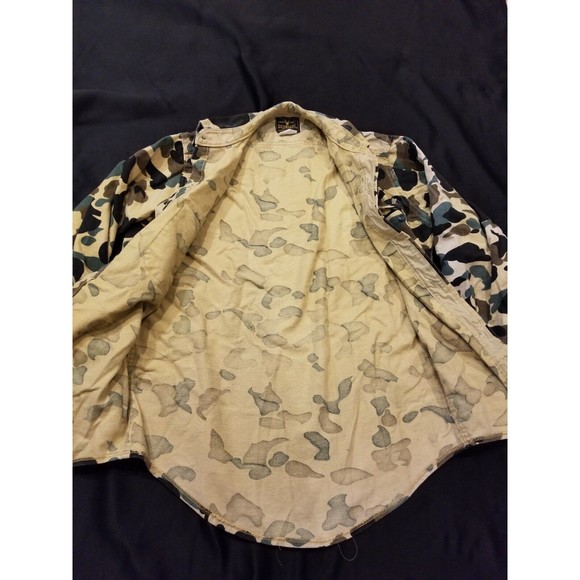 Vtg Deerskin Melton Flannel Hunting Shirt Men’s M Brown Camo 100% Cotton USA - Picture 2 of 9